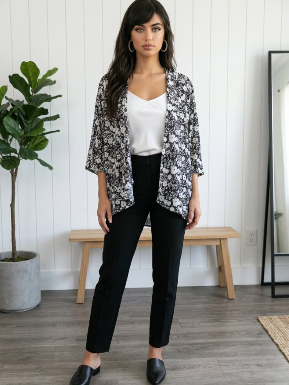 Bobeau Black and White Jacket Size S